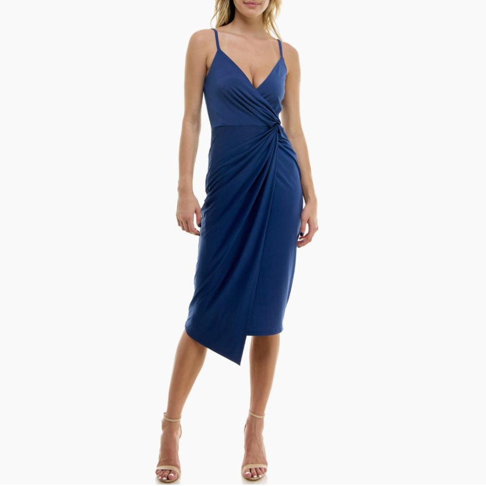 Socialite Front Twist Bodycon Midi Dress